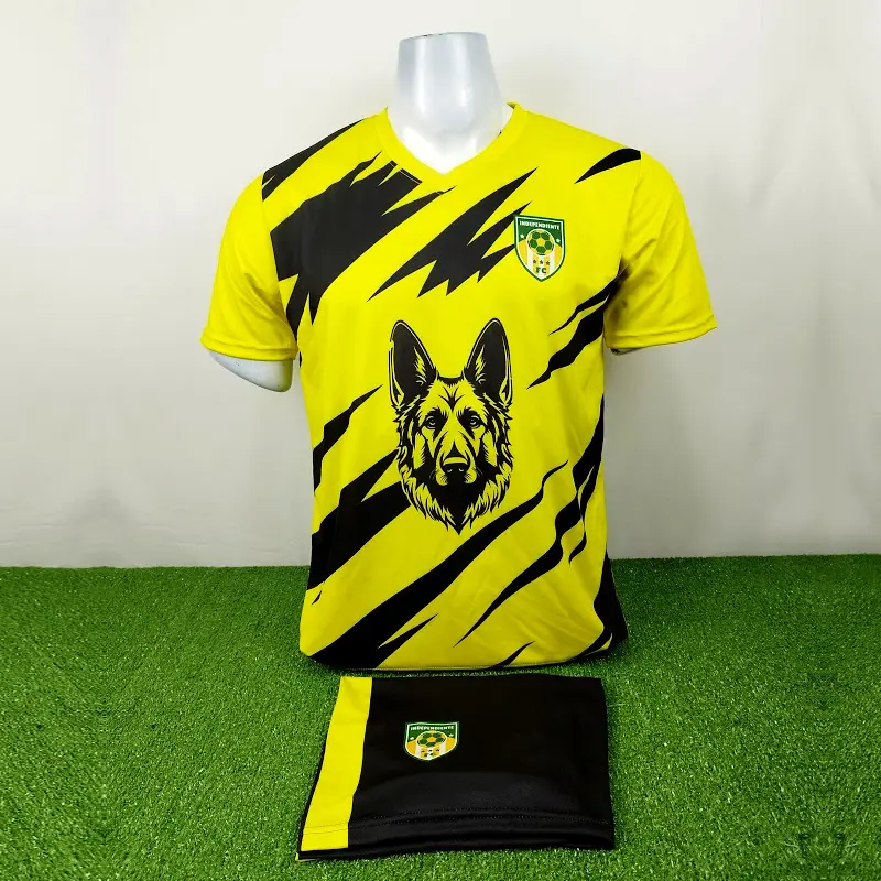 Camisetas de Futbol Amarillas Personalizadas 24 camisetas de futbol amarillas con negro perro