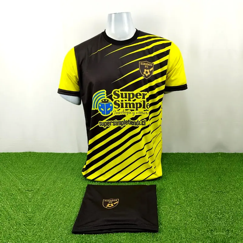 Camisetas de Futbol Amarillas Personalizadas 26 camisetas de futbol amarillas con negro lineas