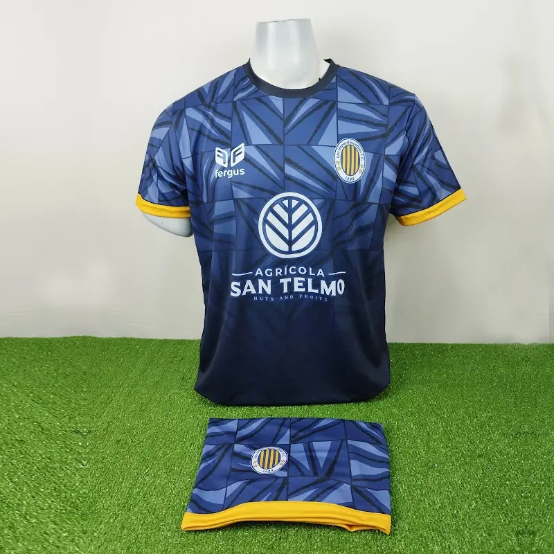 Camisetas de Futbol Azules Personalizadas 28 camisetas de futbol azules con mangas amarillas