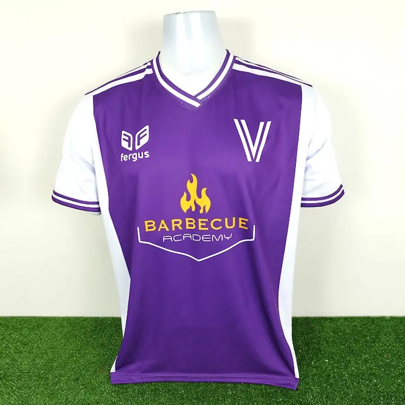 Camisetas de Futbol Moradas Personalizadas 23 camisetas de futbol moradas con mangas blancas