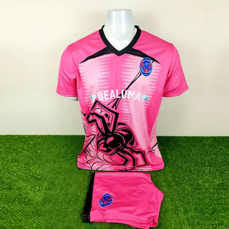 Camisetas de Fútbol Rosadas 18 camisetas de futbol rosadas con araña negra