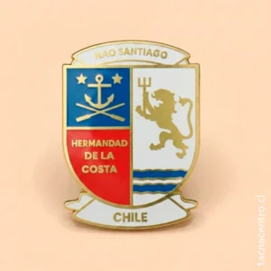 pines esmaltados con bordes dorados y resinado forma de escudo