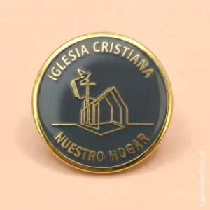 pines esmaltados con bordes dorados y resinado forma redonda para iglesia