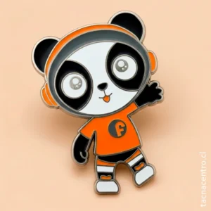 pines esmaltados con bordes plateados diseño de panda