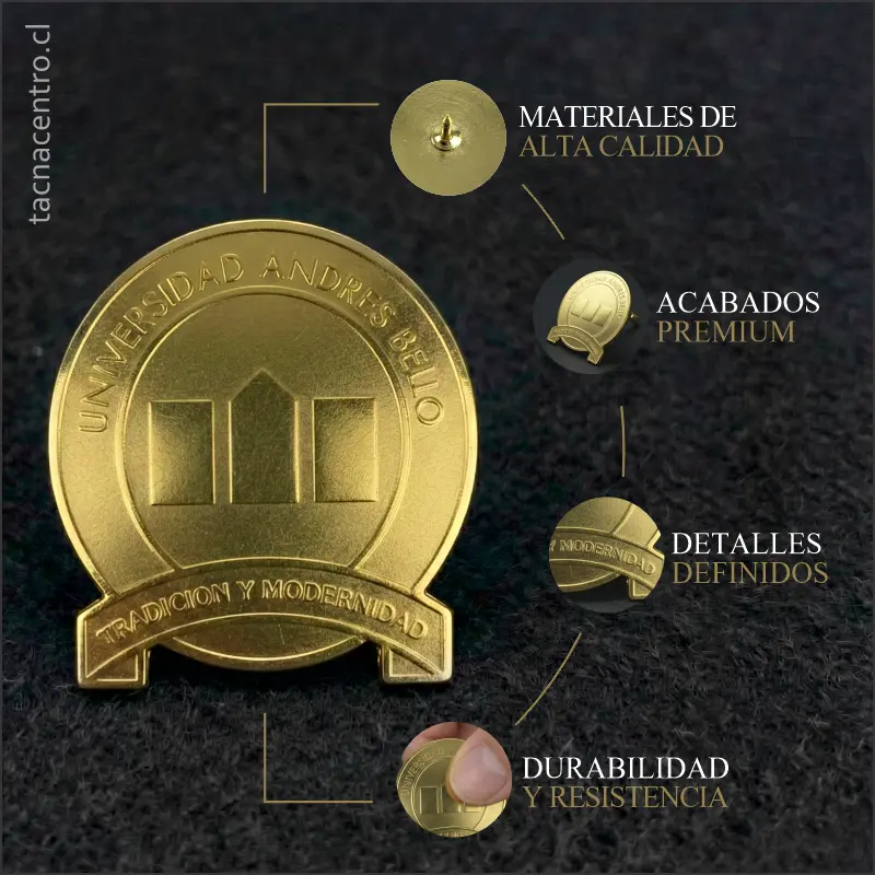 caracteristicas de los pines dorados personalizados