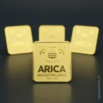 foto de pines dorados cuadrados para la municipalidad de arica