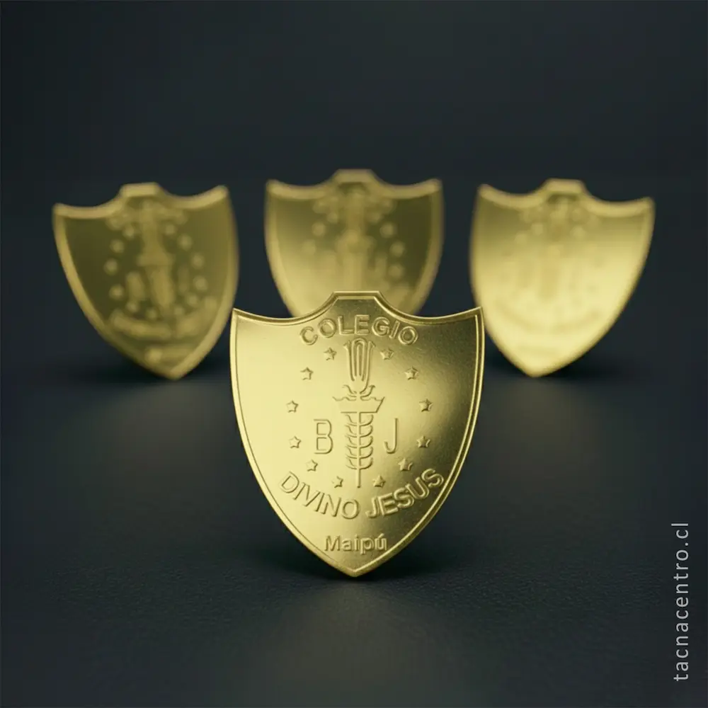 foto de pines dorados para colegio en maipu chile