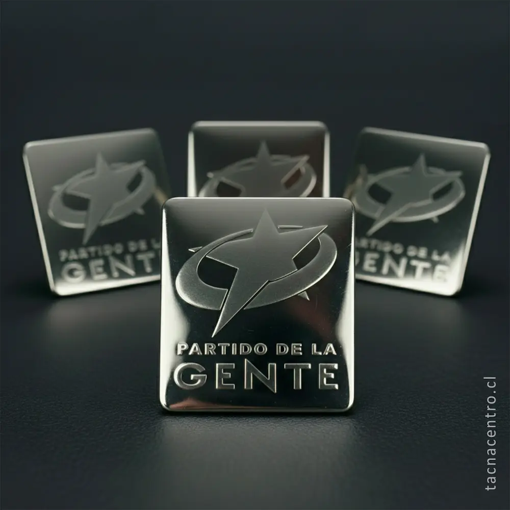 foto de pines plateados forma cuadrangular con estrella