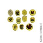 coleccion de piochas esmaltadas con bano resina dorado