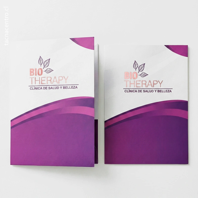 fotos de carpetas hot stamping para clinica de salud y belleza