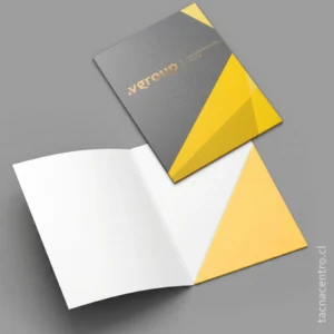 producto carpetas hot stamping y bolsillo diagonal para empresa tecnologica