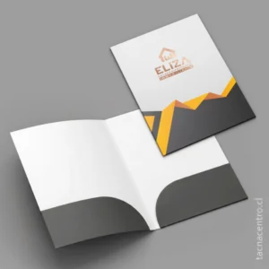 producto carpetas hot stamping y bolsillo doble para inmobiliaria