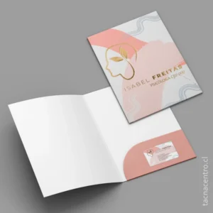 producto carpetas hot stamping y bolsillo tarjetero para psicologa