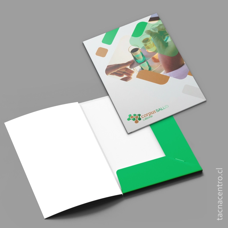 producto carpetas troqueladas hot stamping para clinica