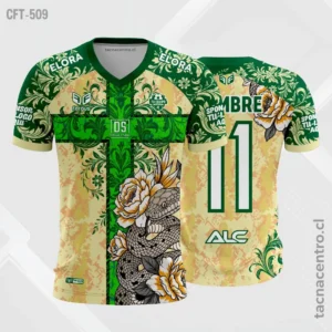 Camiseta de Futbol para hombre verde y beige