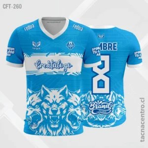 Camiseta de Futbol Tres Lobos celeste