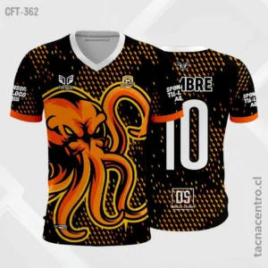 Camiseta de Futbol negro con naranja