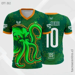 Camiseta de Futbol Verde con naranja