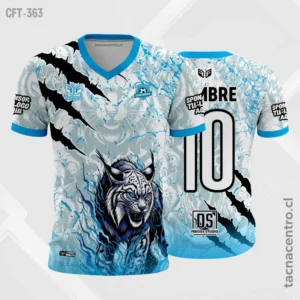 Camiseta de Futbol celeste y gris