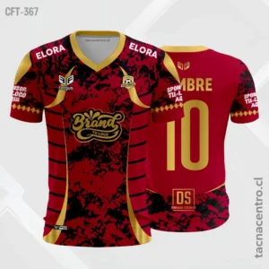 Camiseta de Futbol rojo y ribetes dorados