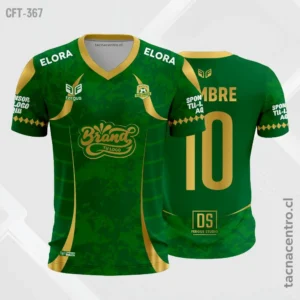 Camiseta de Futbol Verde y ribetes dorados