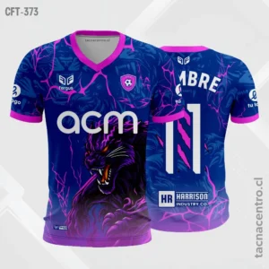 Camiseta de Futbol Azul con fucsia