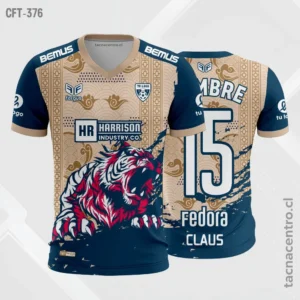 Camiseta de Futbol Tigre naranja y azul acero