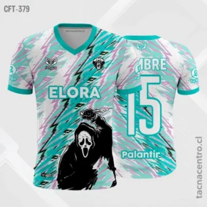 Camiseta de Futbol celeste y gris