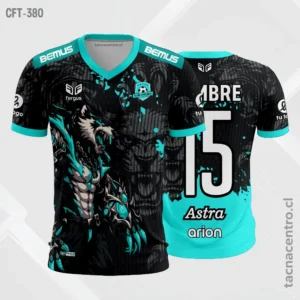 Camiseta de Futbol negro con turquesa