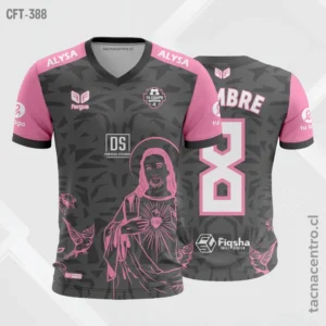 Camiseta de Futbol Gris con rosado