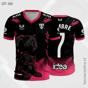 Camiseta de Futbol Negro con fucsia