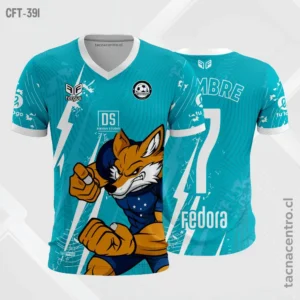 Camiseta de Futbol Turquesa con ribetes blancos