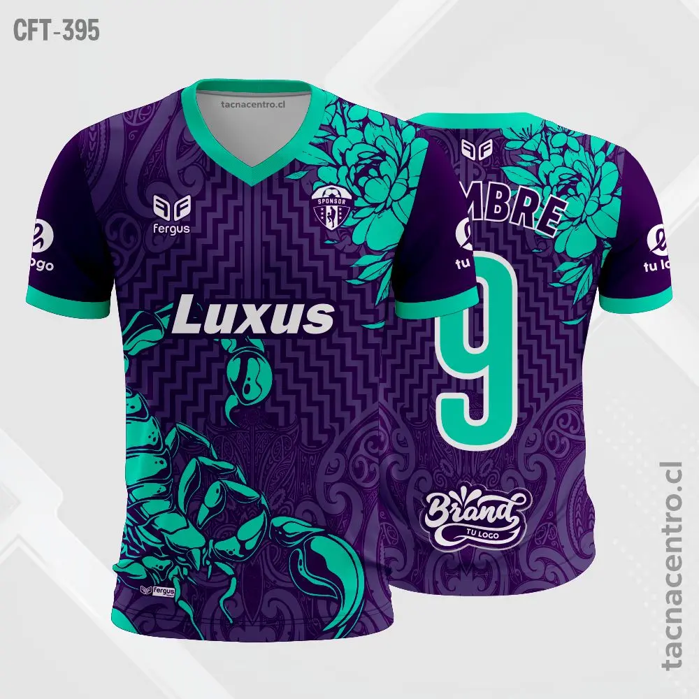 Camiseta de Futbol Morado con verde jade 1 Camiseta de Futbol Morado con verde jade