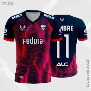 Camiseta de Futbol azul con rojo