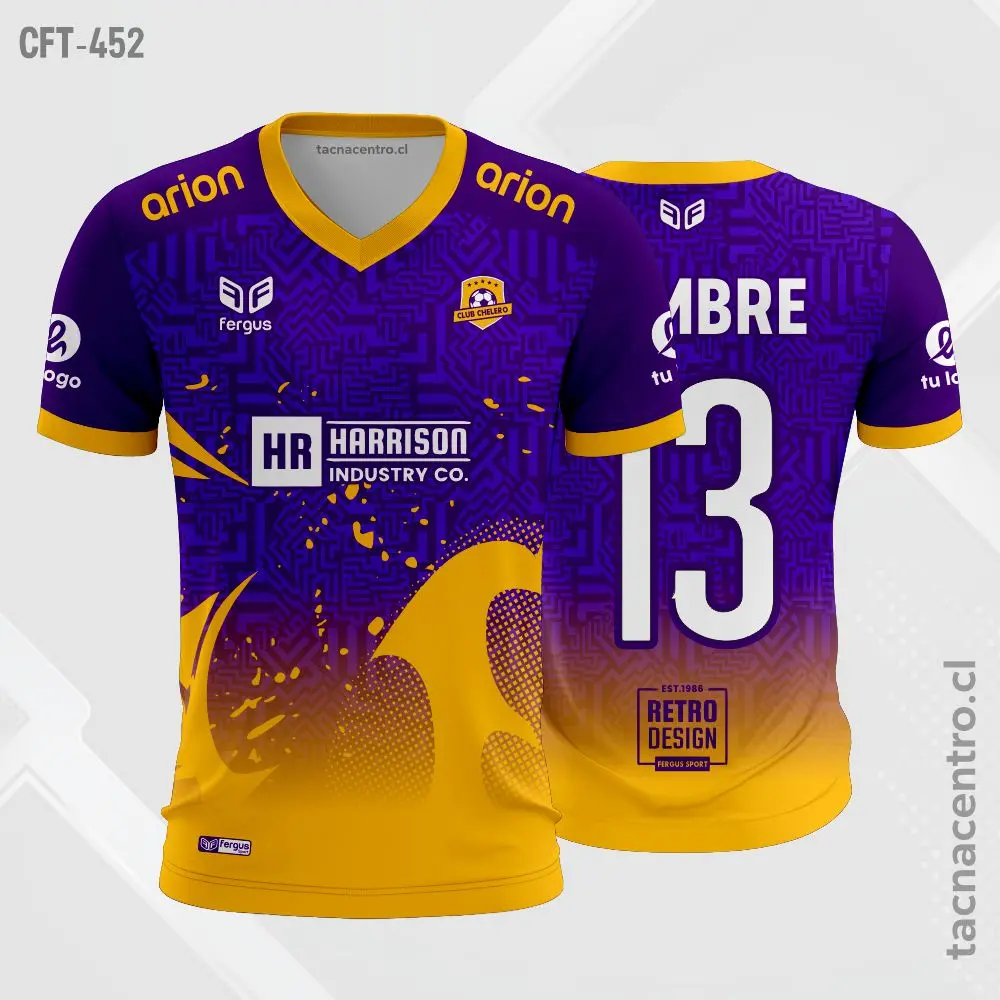 Camiseta de Futbol tela Dri-fit verde y rosado 2 Camiseta de Futbol tela Dri-fit morado y naranja