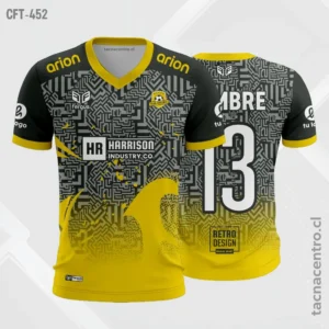 Camiseta de Futbol tela Dri-fit plomo y amarillo