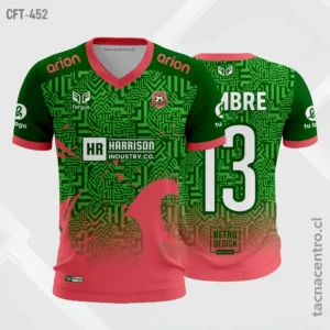 Camiseta de Futbol tela Dri-fit verde y rosado