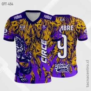 Camiseta de Futbol tela Dri-fit morado y amarillo
