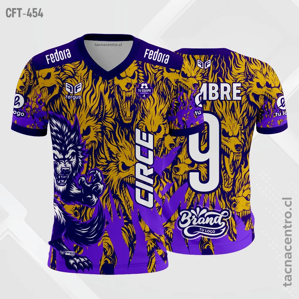 Camiseta de Futbol tela Dri-fit morado y amarillo 1 Camiseta de Futbol tela Dri-fit morado y amarillo