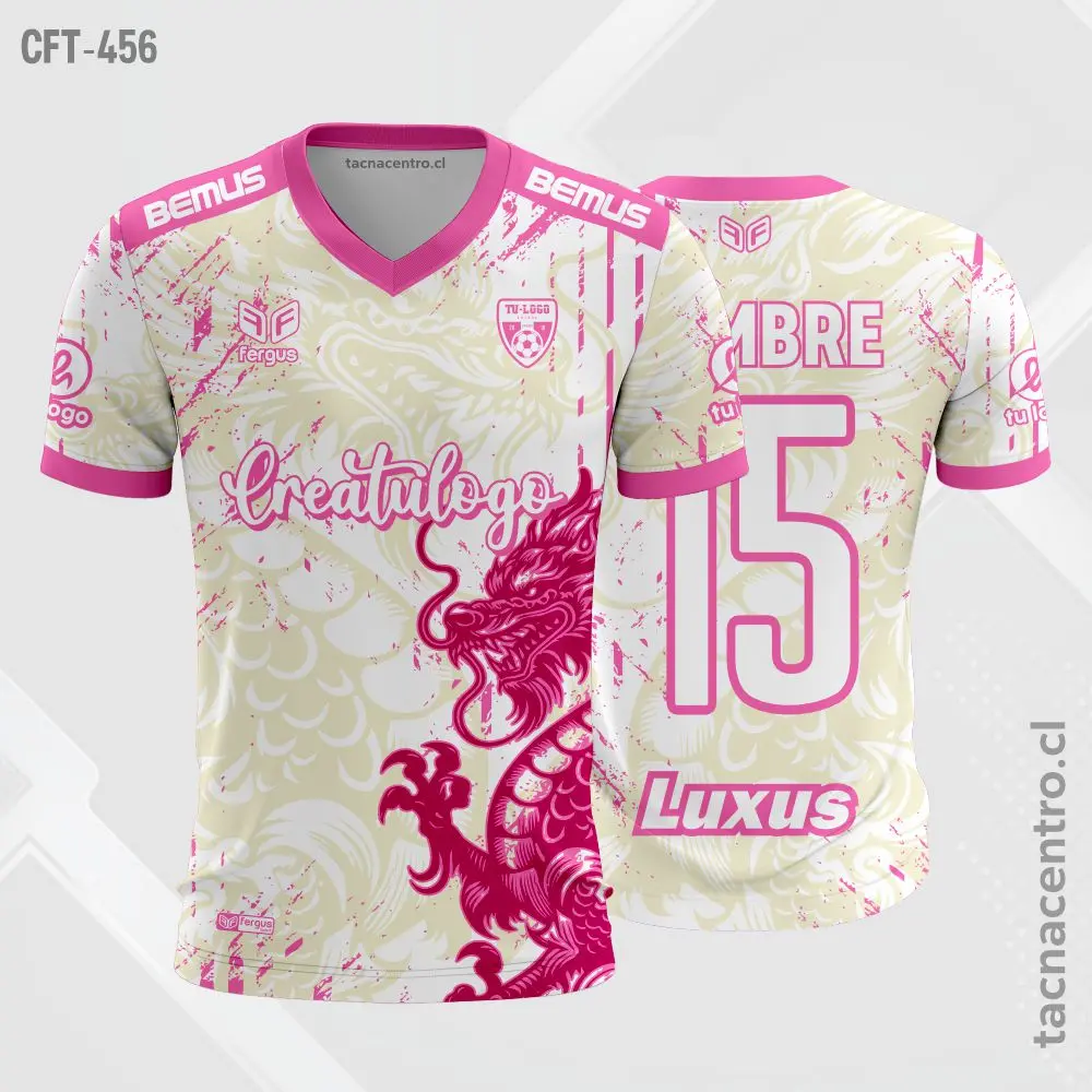 Camiseta de Futbol tela Dri-fit beige y rosado 1 Camiseta de Futbol tela Dri-fit beige y rosado