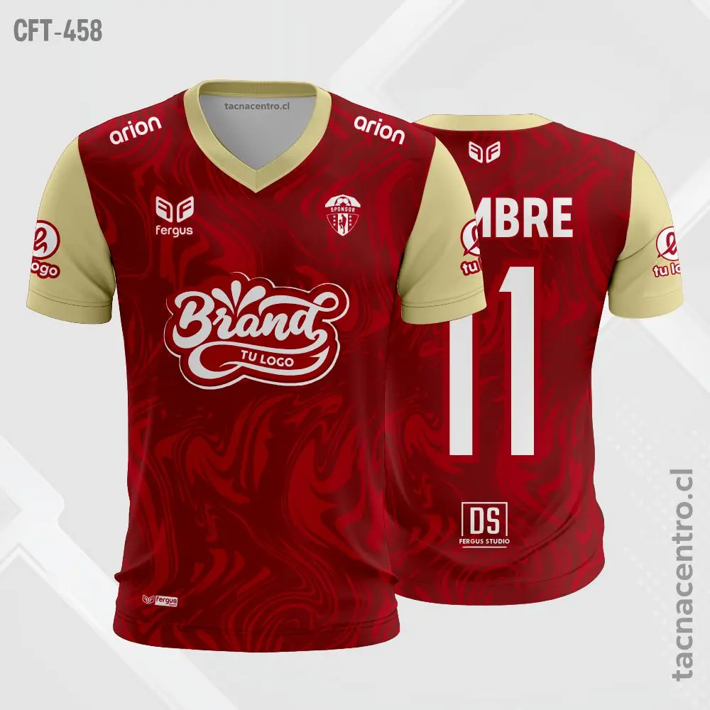 Camiseta de Futbol Tela Dri-Fit Naranja y Verde 2 Camiseta de Futbol tela Dri-fit rojo y crema