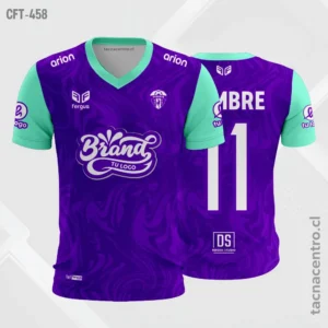 Camiseta de Futbol tela Dri-fit morado y verde agua