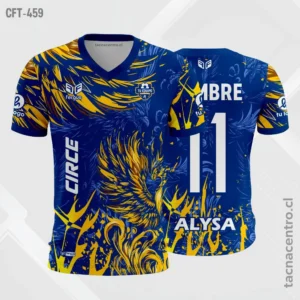 Camiseta de Futbol tela Dri-fit azul y amarillo