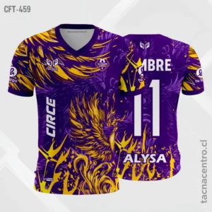 Camiseta de Futbol tela Dri-fit morado y amarillo