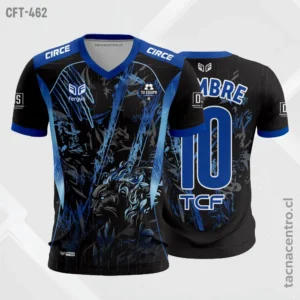 Camiseta de Futbol tela Dri-fit negro con azul