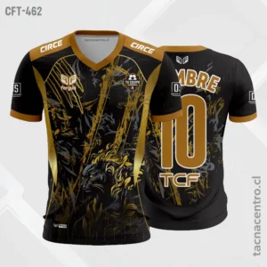 Camiseta de Futbol tela Dri-fit negro con dorado