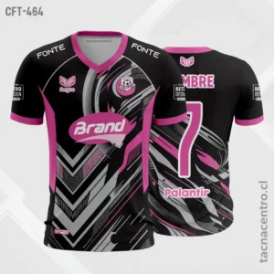 Camiseta de Futbol tela Dri-fit negro y rosado