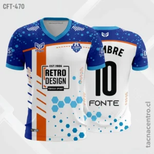 Camiseta de Futbol tela Dri-fit blanco y azul