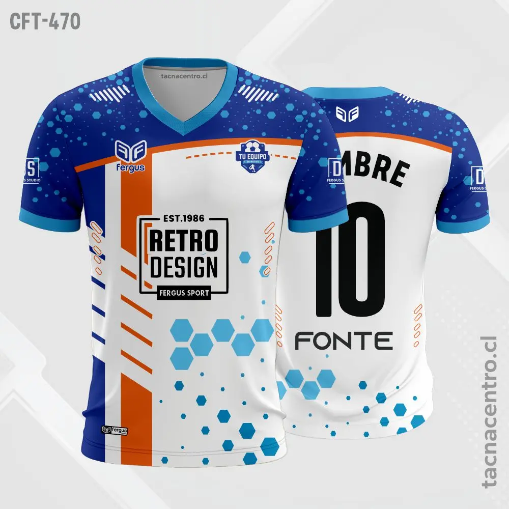 Camiseta de Futbol tela Dri-fit blanco y lila 3 Camiseta de Futbol tela Dri-fit blanco y azul