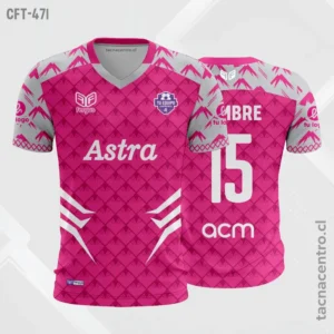 Camiseta de Futbol tela Dri-fit fucsia y plomo